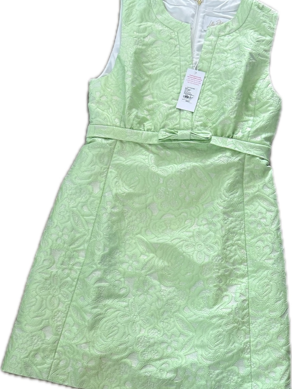 Lilly Pulitzer, NWTs sobel  Sleeveless Lime Jacquard shift Dress, pistachio sz 8 - Picture 5 of 6